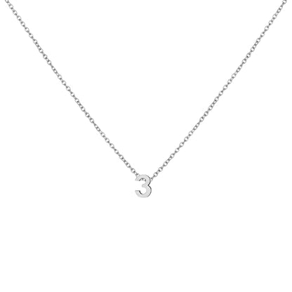 Number Necklace for Women Dainty 18K Gold Plated Pendant Necklace Charm Birth Month Personalized Jewelry Birthday Gift - color: SILVER, style: Number 3