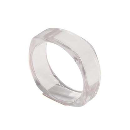 Acrylic Colorful Resin Open Bracelet Geometric Simple Transparent Wide Cuff Bangle for Women Lightweight Colorful Chunky Thick Thin Wide Face Resin Acrylic Cuff Bangle Jewelry - color: A Transparent