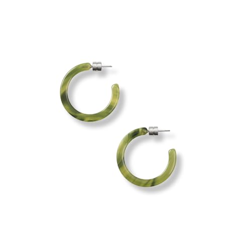 Circle Hoop Earrings Acetate Resin Fashion Jewelry for Women - color: Algae, size: Mini