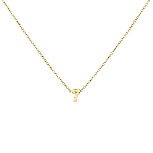 Number Necklace for Women Dainty 18K Gold Plated Pendant Necklace Charm Birth Month Personalized Jewelry Birthday Gift - color: GOLD, style: Number 7