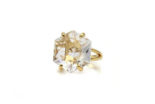 Hexagon Clear Quartz in Prongs - Custom Sterling Silver Engagement Statement Ring - Handmade Gemstone Jewelry for Women