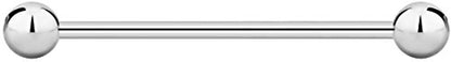 Forbidden Body Jewelry nipple barbell, nipple bars, silver nipplerings piercing Surgical Steel 8g - 18g Straight Barbell Body Jewelry (Sold Individually) - style: 14G 36mm (1 7/16") 5mm Balls