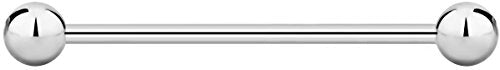Forbidden Body Jewelry nipple barbell, nipple bars, silver nipplerings piercing Surgical Steel 8g - 18g Straight Barbell Body Jewelry (Sold Individually) - style: 14G 36mm (1 7/16") 5mm Balls