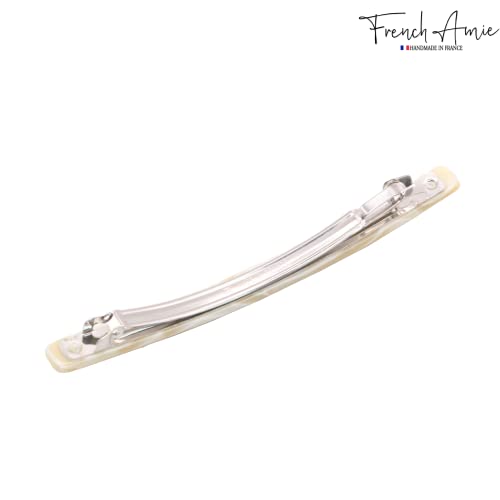 French Amie Long and Thin Cream Nougat Large 4 Inch Hair Clip Barrette | Handmade Automatic For Girls Women Teens Adults Everyday Style - color: Cream Nouget