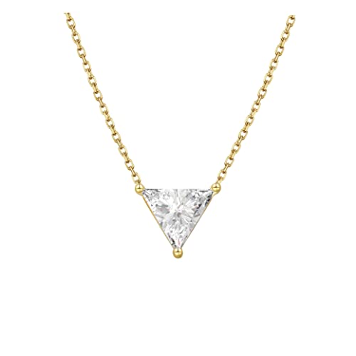 S.Leaf 18K Gold Plated Cubic Zirconia Choker Necklace for Women 925 Sterling Silver Layered Coin Moon Star Heart Circle Crystal Lariat Pendant Necklaces Gifts for Women Trendy - color: Triangle_Gold