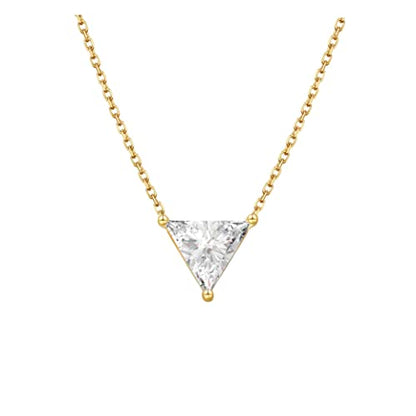 S.Leaf 18K Gold Plated Cubic Zirconia Choker Necklace for Women 925 Sterling Silver Layered Coin Moon Star Heart Circle Crystal Lariat Pendant Necklaces Gifts for Women Trendy - color: Triangle_Gold