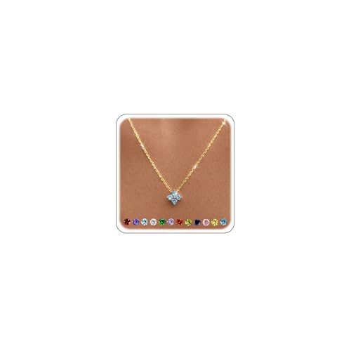 Calimt Dainty Clover Birthstone Gold Necklace for Women CZ 14K Gold Plated | Non Tarnish,Diamond Pendant Necklace,Trendy adjustable necklace,stack CZ Necklace, Bridesmaid Birthday prom Christmas Gift - color: Blue