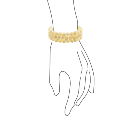 Bling Jewelry Genuine 8MM Gemstone Ball Bead Stretch Bracelet Stackable (3 Set) - color: Yellow Stone Jade