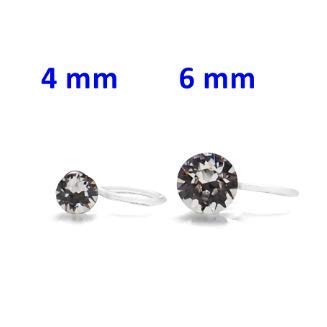 Star Clear Austrian Crystal Invisible Clip On Stud Earrings Blue Light Orange Purple Silver Square Rhinestone Screw Back Gold Dangle Clip Earrings - color: 6 mm Swarovski & Pearl