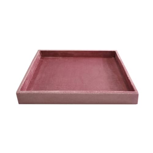 Flat Jewelry Tray Velvet Stackable Jewelry Display Organizer for Necklaces, Rings, Earrings Compact Jewelry Storage for Dresser, Countertop（Pink）