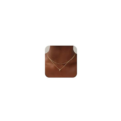 Yoosteel Layered Initial Necklaces for Women Teen Girls Letter A-Z Necklace | 14K Gold/Silver-Plated, Cursive Letter Necklace, Initial Necklace Stack, Birthday Gifts for Women Teen Girls Jewelry - color: Gold, style: P