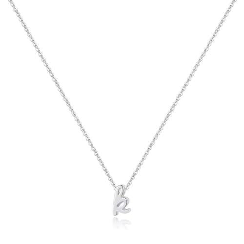 Memorjew 925 Sterling Silver Cursive Initial Necklace, Letter A-Z Necklace | 925 Sterling Silver Necklace, Dainty Letter Cursive Initial Necklaces for Women Trendy Jewelry, Birthday Gifts for Women Her - style: K-Silver