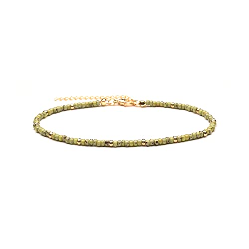 Starain Small Bead Anklets for Women Beach Foot Ankle Bracelet Cute Colorful Boho Beaded Anklets 8 inches - color: Green