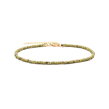 Starain Small Bead Anklets for Women Beach Foot Ankle Bracelet Cute Colorful Boho Beaded Anklets 8 inches - color: Green