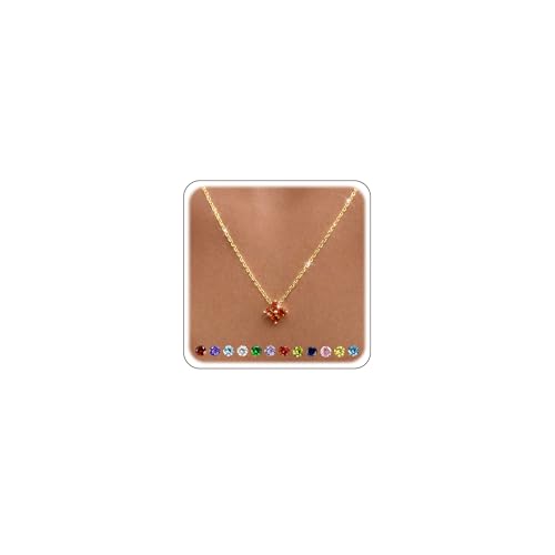 Calimt Dainty Clover Birthstone Gold Necklace for Women CZ 14K Gold Plated | Non Tarnish,Diamond Pendant Necklace,Trendy adjustable necklace,stack CZ Necklace, Bridesmaid Birthday prom Christmas Gift - color: Orange