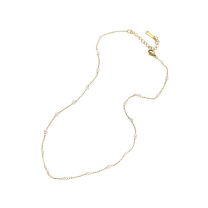 Gold Cross Women's Necklace 18K Gold Plated Stainless Steel Handmade Pearl Necklace Gold Paperclip Necklace, Fashion Jewelry Gifts - style: Modern