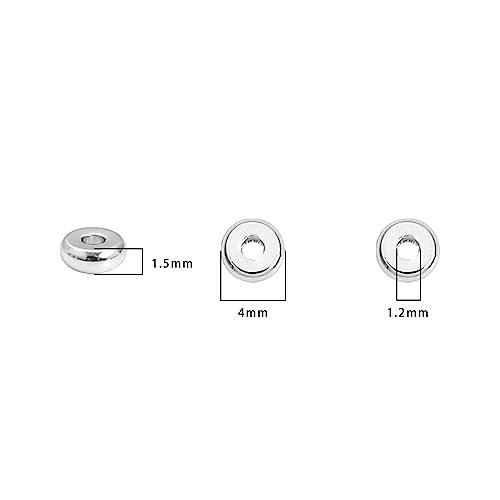 Silver Plated Disk Spacer Beads 4x1.5mm 50pcs for Jewelry Making Findings Non Tarnish - color: Silver, size: 4x1.5mm Disk