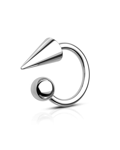 G23 Titanium Lip Rings Surgical Steel Snake Bite Lip Jewelry 16g Spike Labret Rings 8mm 10mm 12mm Horseshoe Conch Hoop Earrings 16 Gauge Conch Piercing Jewelry - size: 8mm