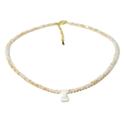 Tanyoyo Initial Necklaces for Women - Trendy Beaded Choker Necklace for Women, Handmade Letter Choker Necklace Jewelry for Women - style: I