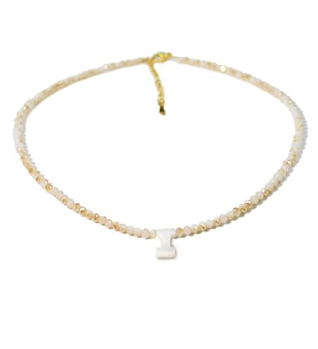 Tanyoyo Initial Necklaces for Women - Trendy Beaded Choker Necklace for Women, Handmade Letter Choker Necklace Jewelry for Women - style: I