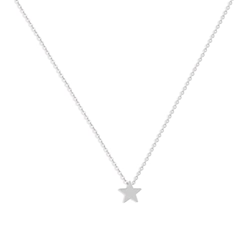 Valloey Rover Gold Necklaces for Women | Dainty 14K Gold/Sterling Silver Plated Cubic Zirconia Star Moon Pendant Necklaces Twist Rope Chain Simple Jewelry for Women - style: Silver-Star