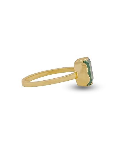 Gold Rings For Women 18k Gold Plated Dainty Non Tarnish Stackable Baguette Gemstone Band Jewelry Gift - color: AVENTURINE