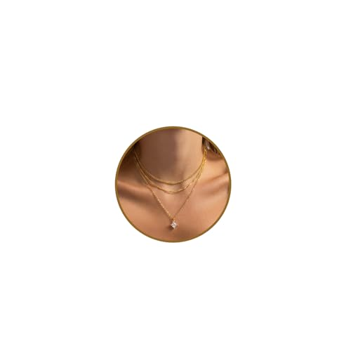 Layered Gold Necklaces for Women14K Gold Planted Non Tarnish | Cuban, Herringbone,Figaro,Paperclip Chain Layering Stack Choker Necklace , Trendy Jewelry Gift for Women - color: B