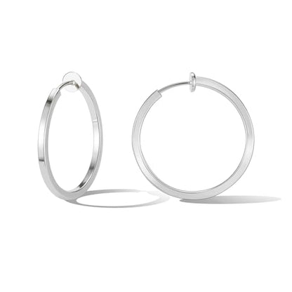 Clip On Hoop Earrings For Women No Piercing Earrrings Spring Hoops for Non-Pierced Ears - color: 3cm/1.18"-silver