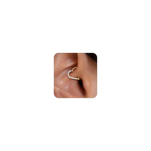Cartilage Daith Earrings For Women Small 14K Gold Plated Hoop Hypoallergenic Helix Piercing Huggie Surgical Steel Diamond Implant Cubic Zirconia Prom Gift Jewelry - color: Right Ear-Gold, size: 16g-8mm