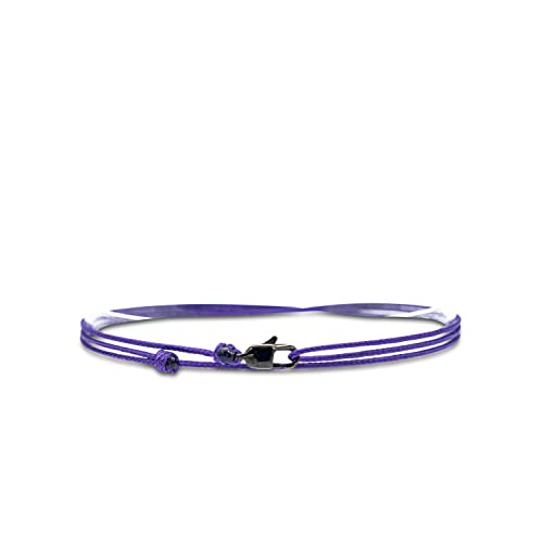 Made by Nami Surfer Anklet with Snap Hook Clasp Waterproof & Adjustable Thin String Ankle Bracelets for Women and Men Handmade Jewelry for Beach and Music Festival Accessories - color: Purple Black