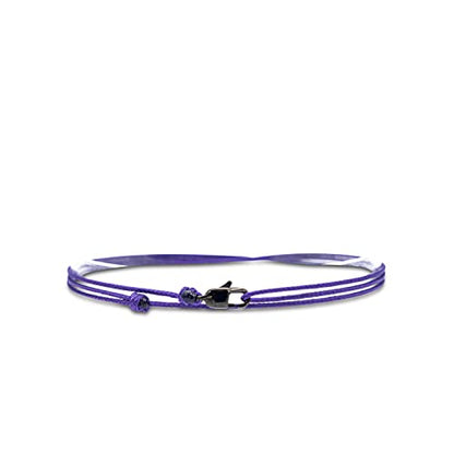 Made by Nami Surfer Anklet with Snap Hook Clasp Waterproof & Adjustable Thin String Ankle Bracelets for Women and Men Handmade Jewelry for Beach and Music Festival Accessories - color: Purple Black
