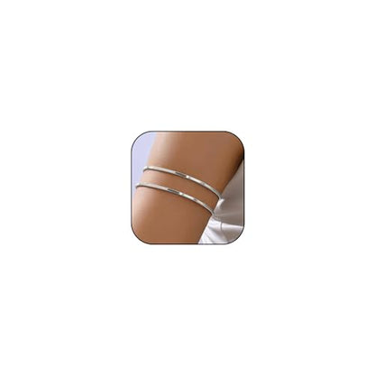 Harry and Henry Arm Cuff Gold Upper Arm Jewelry for Women Adjustable Open Cuff Bangle Bracelets Armband Jewelry Summer Outfits for Women 2026 - color: C:Silver Arm Cuff