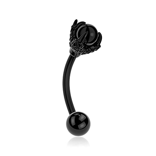 OUFER Rook Earrings Dragon Claw Eyebrow Rings 316L Surgical Steel 16G Curved Barbell Rook Daith Piercing Jewelry - color: Black