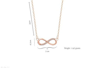 Nilu's Collection Infinity Pendant Necklace with American Diamond Stones For Women | Lightweight | Anti-Tarnish | Anti- Tarnish | Office Wear (Rose Gold)