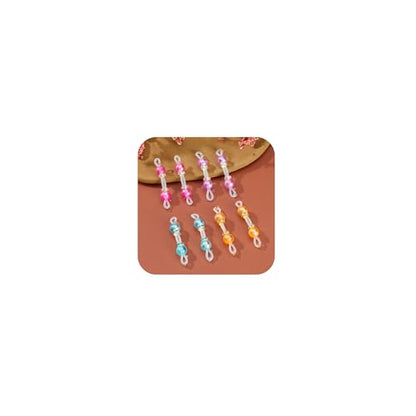 DJCIW 4 Pairs Handmade Fake Nipple Rings,Adjustable Nipple Nooses with 8mm Silicone Multicolor Beads and Barbells,Non-Piercing Faux Nipple Piercing Comfortable Everyday Wear Cute Body Jewelry - color: style4