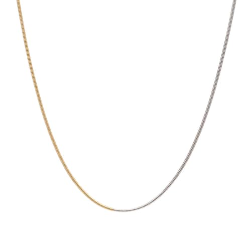 Waterproof Mixed Metal Necklace | Waterproof Jewelry | 18K Gold Plated | Modern PVD coating | Two Tone Necklace | Snake Chain Gold and Silver | Necklace Chain | Dainty Jewelry