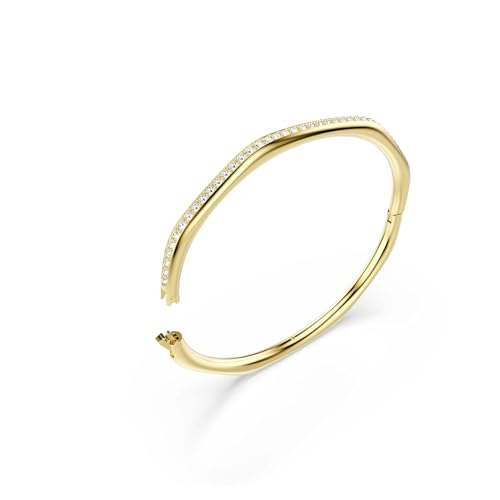 Swarovski Dextera bangle, Octagon shape, Round cut, White, Gold-tone plated