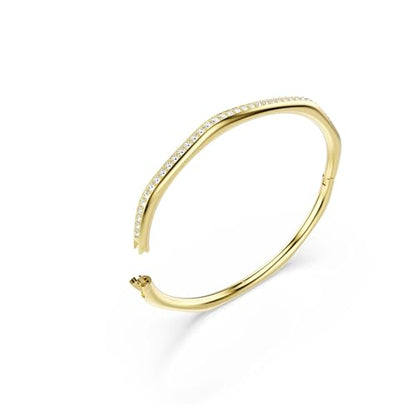 Swarovski Dextera bangle, Octagon shape, Round cut, White, Gold-tone plated