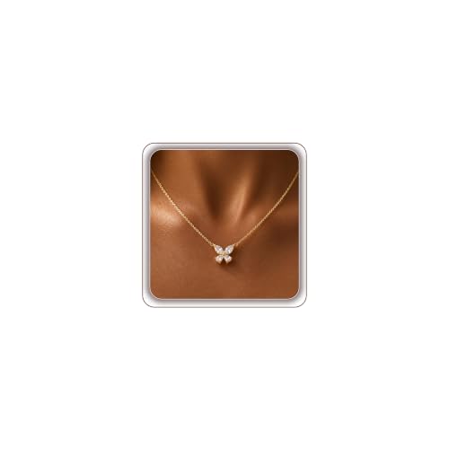 14K Gold Plated Clover Necklace for Women CZ Four-Leaf Lucky Pendant Chain | Waterproof Non-Tarnish Minimalist Adjustable Dainty Gold Stackable Choker With Sparkling CZ Trendy Jewelry For Her - color: Clover 4CZ Gold