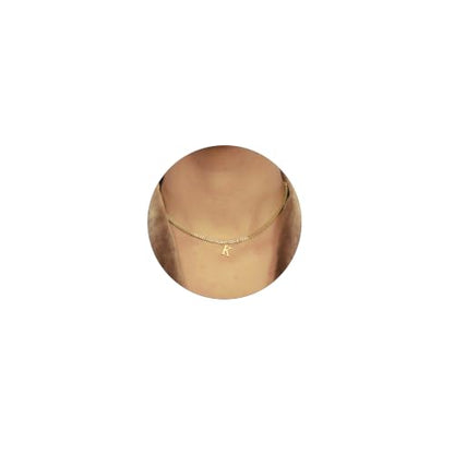 Gold Initial Necklace for Women, 3mm Cuban Link Letter Necklace, 14.5"+2.5" Adjustable Choker, Gold Plated A-Z Alphabet Pendant Necklace, Personalized Jewelry Gift for Her - style: K