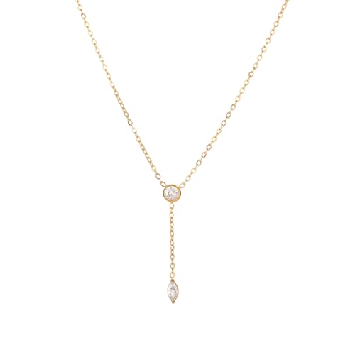 Cubic Zirconia Necklaces for Women 18K Gold Plated Tear drop Necklace Dainty Layered CZ Lariat Diamond Necklace - color: Diamond Y Shaped-Gold
