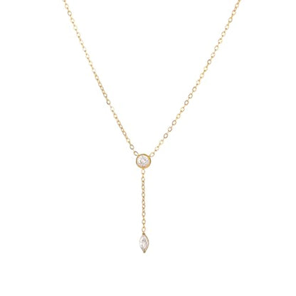 Cubic Zirconia Necklaces for Women 18K Gold Plated Tear drop Necklace Dainty Layered CZ Lariat Diamond Necklace - color: Diamond Y Shaped-Gold