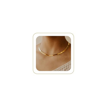 CHESKY Gold Necklace for Women 14K Plated/S925 sterling silver Snake Chain | Dainty Gold Necklace,Thin Chunky Chain,Simple Choker Necklaces for Women,Non tarnish Trendy Jewelry, Gifts for Women - color: gold, style: 5mm 14 inch snake