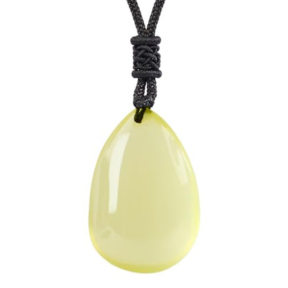 Anjiucc Natural Gemstone Tree of Life Black Obsidian/Golden Obsidian Pendant Necklace for Male and Female Necklace - color: Citine