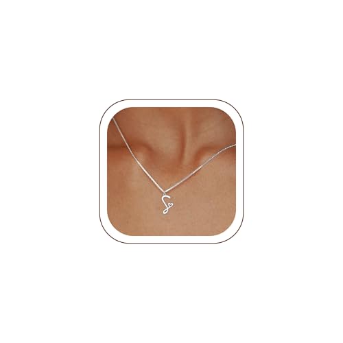 Initial Necklaces for Women Trendy, Dainty Silver Letter Necklace Cute Pendant Choker Name Necklace Personalized Costume Monogram Silver Jewelry Necklace for Women Valentines Gifts - color: Silver, style: S