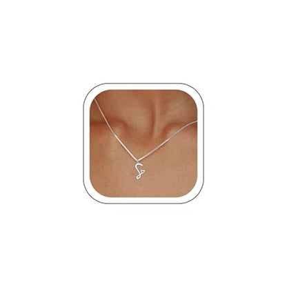 Initial Necklaces for Women Trendy, Dainty Silver Letter Necklace Cute Pendant Choker Name Necklace Personalized Costume Monogram Silver Jewelry Necklace for Women Valentines Gifts - color: Silver, style: S