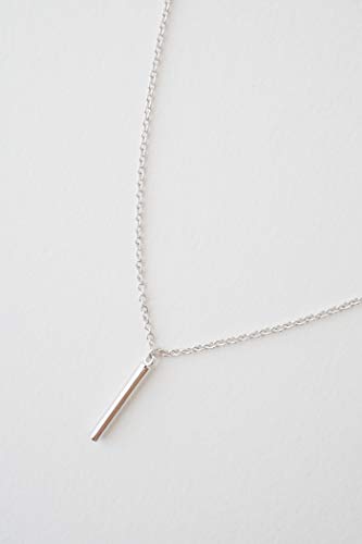 Honeycat Mini Drop Bar Necklace available in Gold, Rose Gold, and Silver | Minimalist, Delicate Jewelry - color: Silver