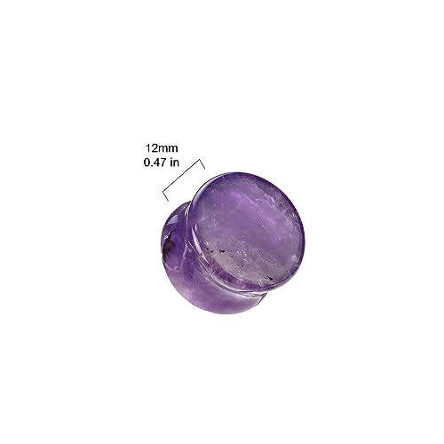 Pierced Owl Amethyst Stone Double Flared Plugs, Sold as a Pair - style: 16mm (5/8")