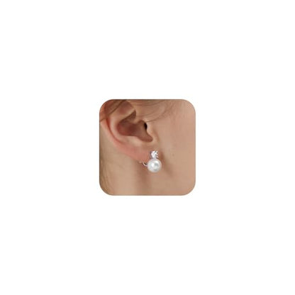 Awinesn Pearl Clip on Earrings for Women 14K Gold Silver Plated Pearl Earrings Cubic Zirconia Non Pierced Earrings for Women Jewelry Gifts Wedding Party - color: CZ-silver-12mm