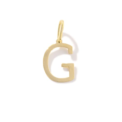 14K Solid Gold Initial Letter Charm Pendant for Women - Personalized Block Letter Add On Charm (A to Z All Letters) - color: G